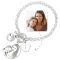 Women's Photo Engraved Tag Bracelet with Engraving Silver