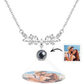 Laurel Leaf Projection Necklace Personalized Picture Inside Pendant Sterling Silver Keepsake Jewelry