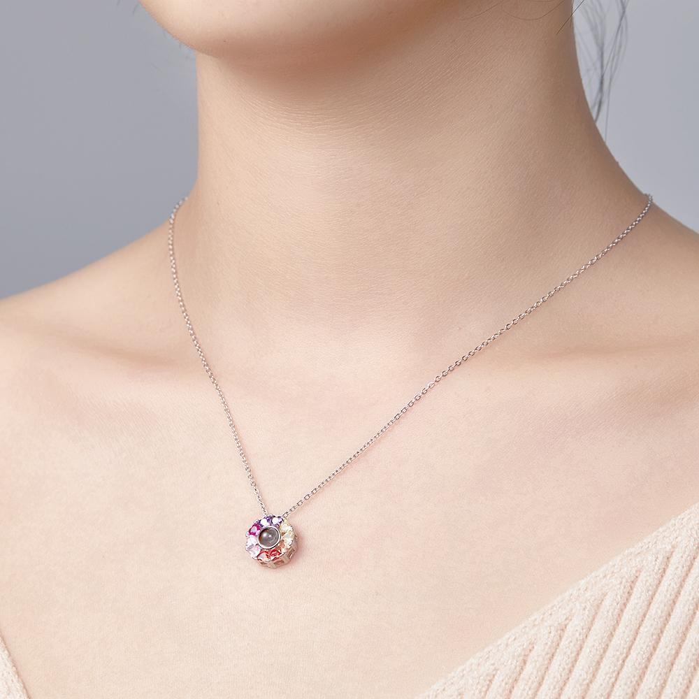 925 Sterling Silver Projection Photo Love Necklace Personalized Projective Pendant Gift for Her