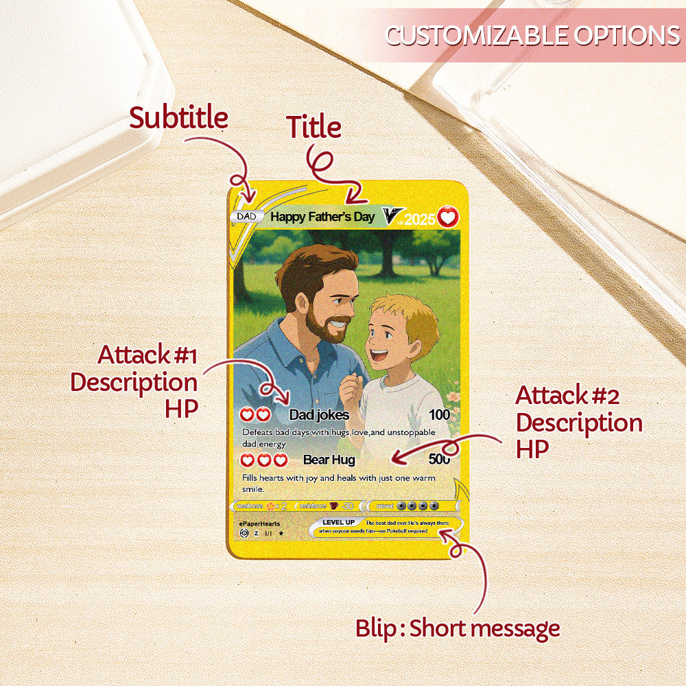 Poke Card Custom Poke Card Gift For Dad, Father's Day Gift, Custom Present