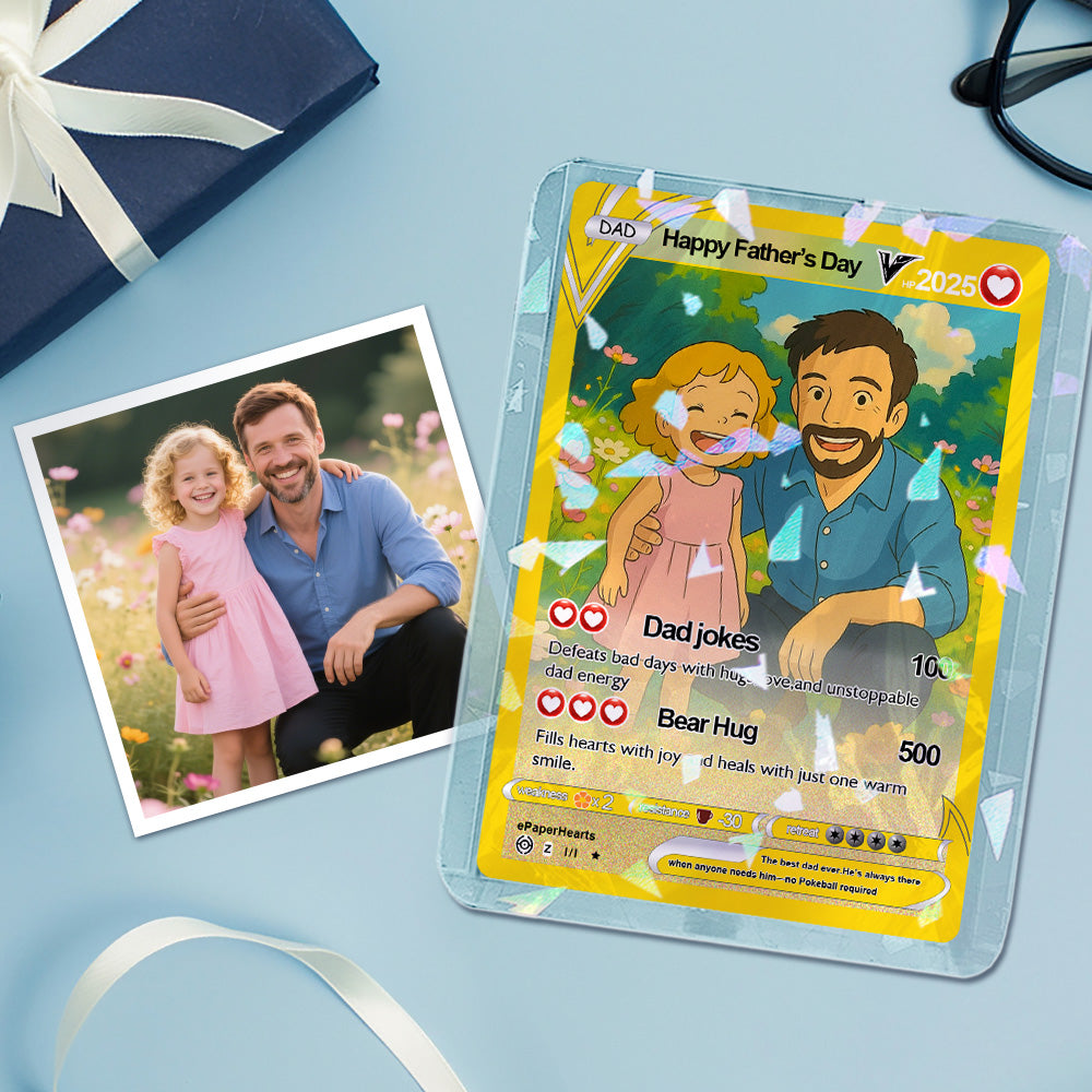 Custom Father's Day Poke Card Personalized Game Inspired Card Gift for Dad Father's Day Keepsake
