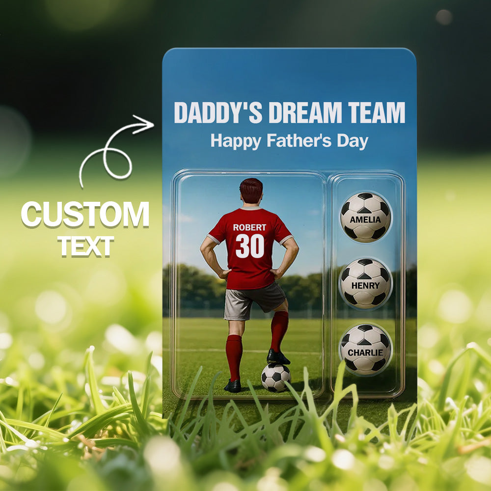 Custom Daddy's Dream Team Soccer With Kids' Names Custom Figure Poke Card Father's Day Gift for Him, for Husband, for Dad, for Soccer Lover