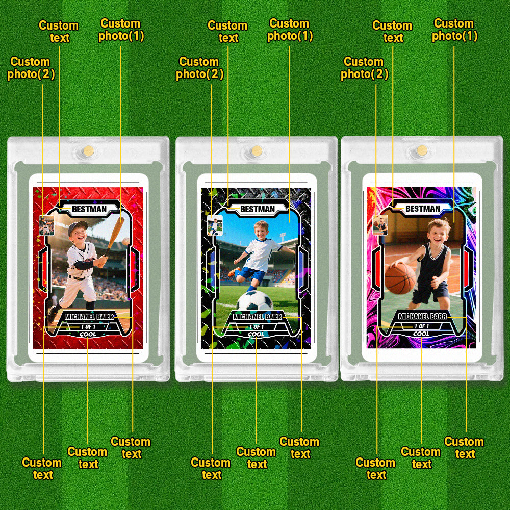 Custom Poke Kids Card Sport Portrait from Photo Personalized Sports-Themed Trainer Card with Custom Name & Stats Unique Gift for Athletes & Fans