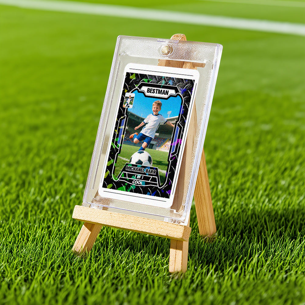Custom Poke Card Sport Portrait from Photo Personalized Sports-Themed Trainer Card with Custom Name & Stats Unique Gift for Athletes & Fans