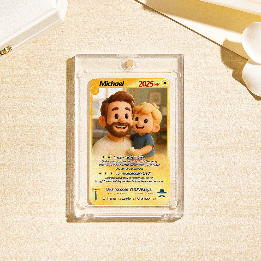 Custom Cards Personalized Photo and Text Anime Style Clay Style Trading Card Father's Day Gifts