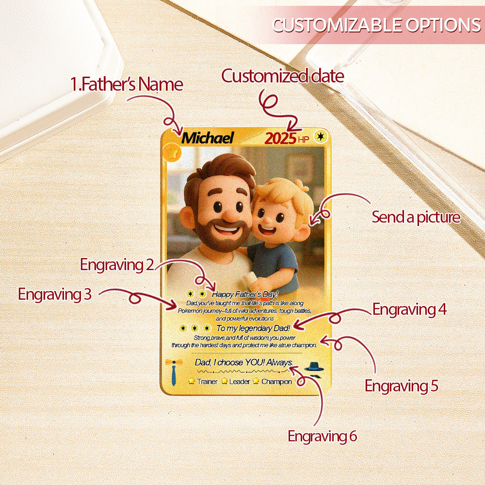 Custom Cards Personalized Photo and Text Anime Style Clay Style Trading Card Father's Day Gifts
