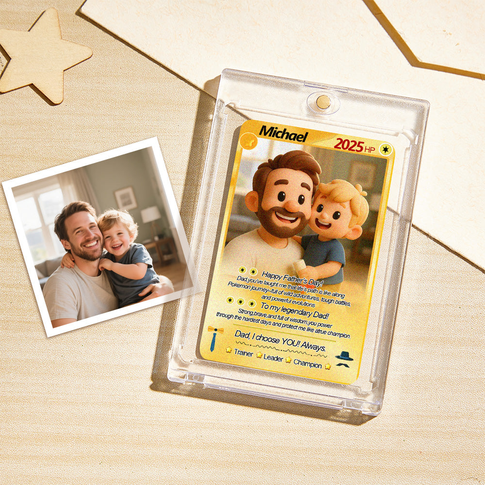 Custom Cards Personalized Photo and Text Anime Style Clay Style Trading Card Father's Day Gifts