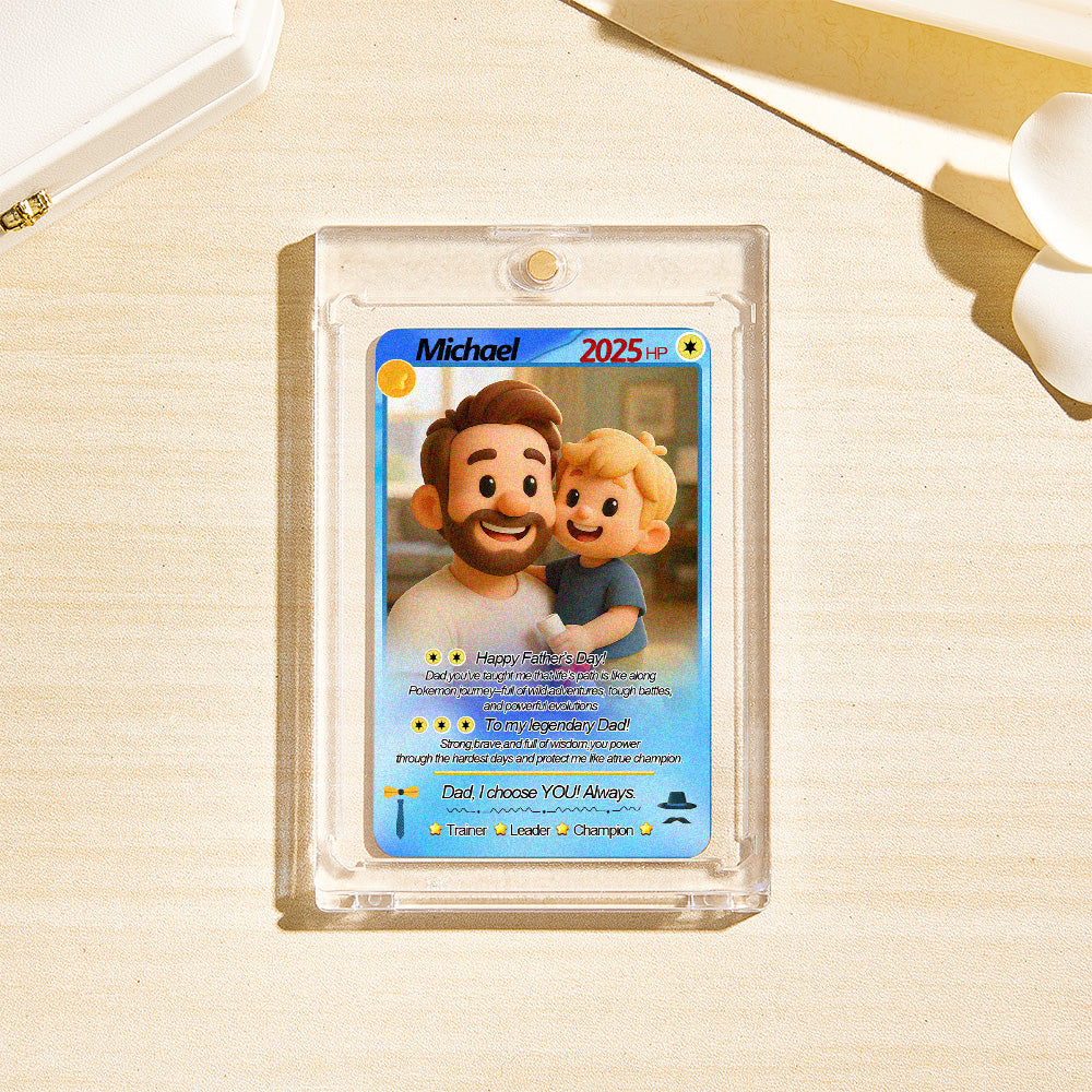 Custom Cards Personalized Photo and Text Anime Style Clay Style Trading Card Father's Day Gifts