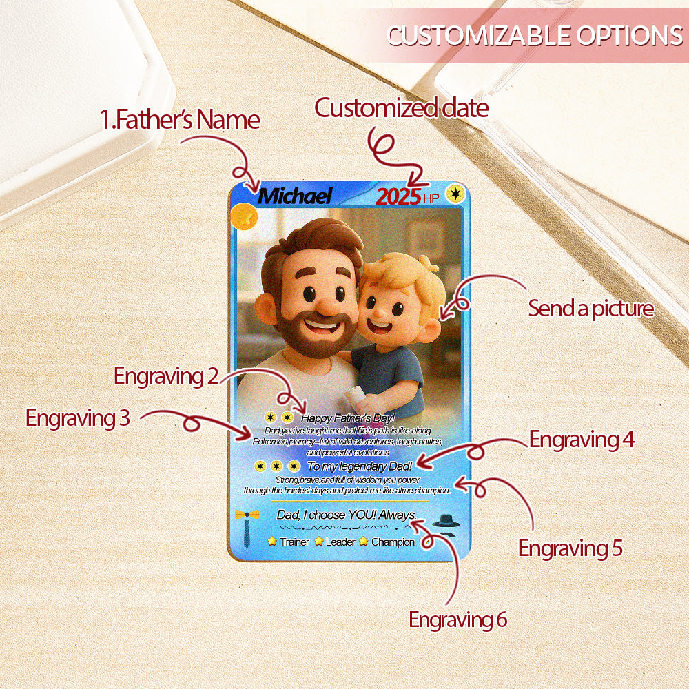 Custom Cards Personalized Photo and Text Anime Style Clay Style Trading Card Father's Day Gifts