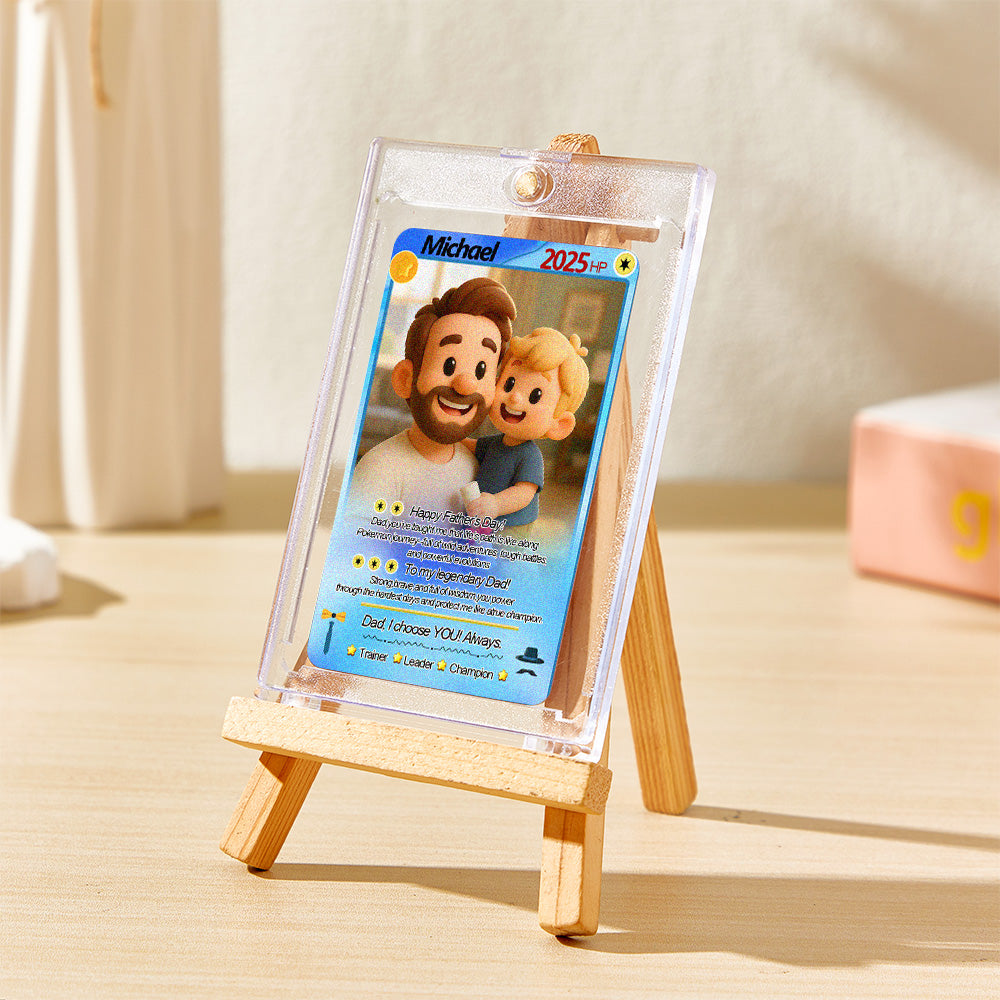 Custom Cards Personalized Photo and Text Anime Style Clay Style Trading Card Father's Day Gifts
