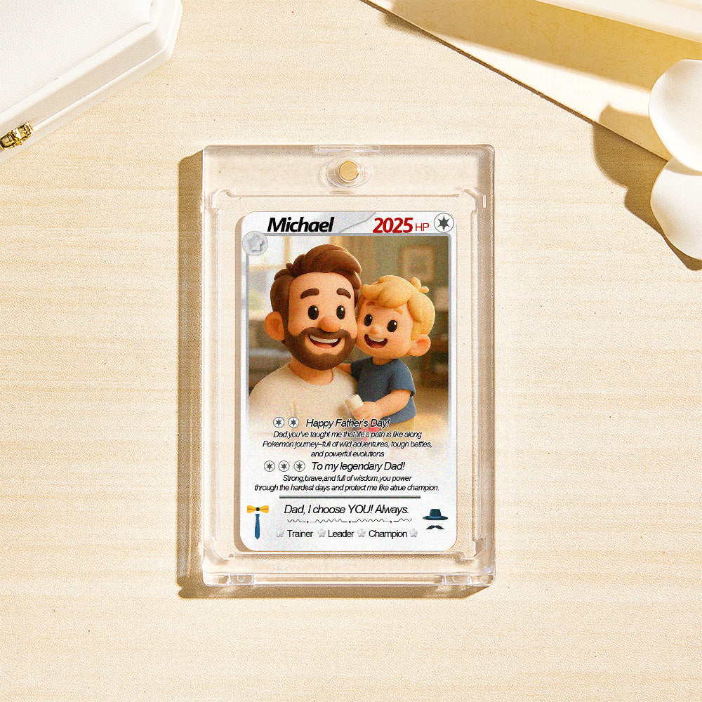 Custom Cards Personalized Photo and Text Anime Style Clay Style Trading Card Father's Day Gifts