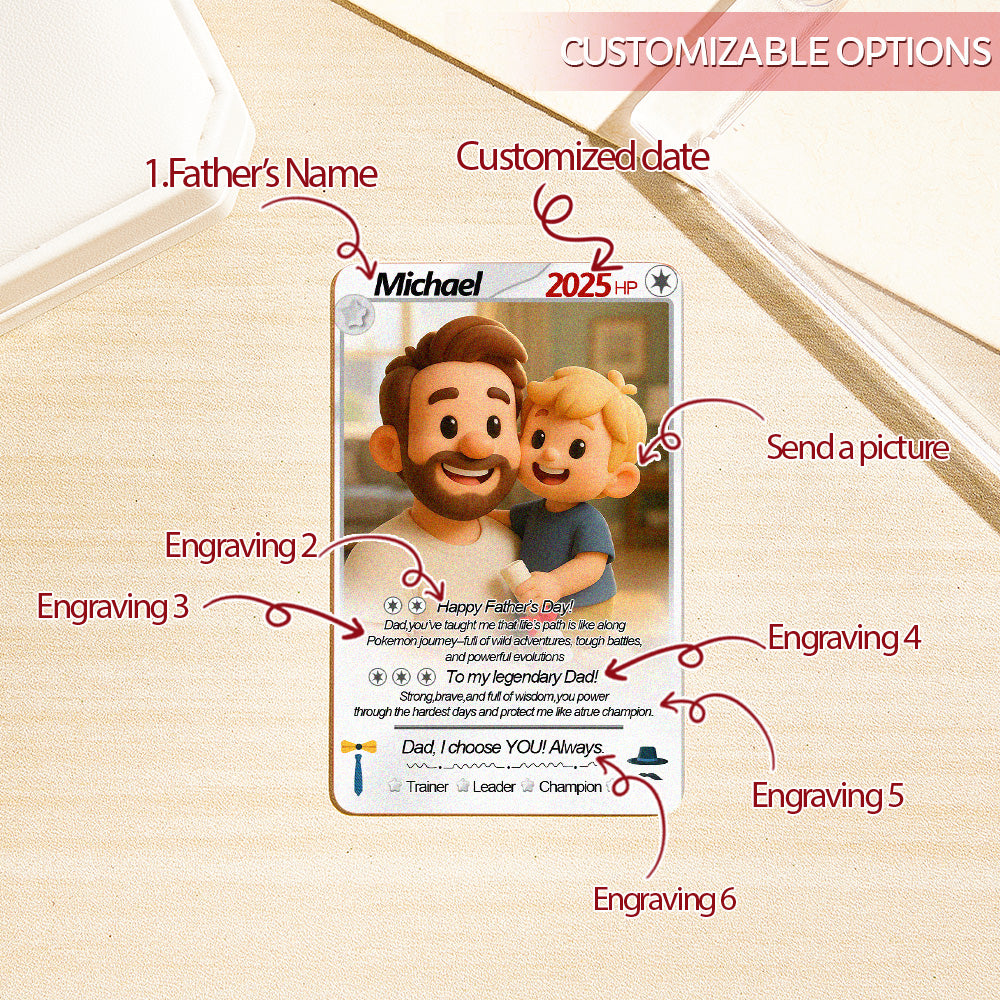 Custom Cards Personalized Photo and Text Anime Style Clay Style Trading Card Father's Day Gifts