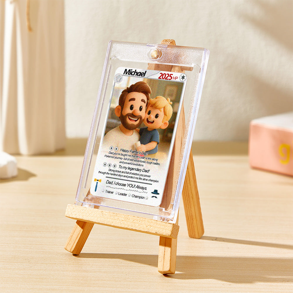 Custom Cards Personalized Photo and Text Anime Style Clay Style Trading Card Father's Day Gifts