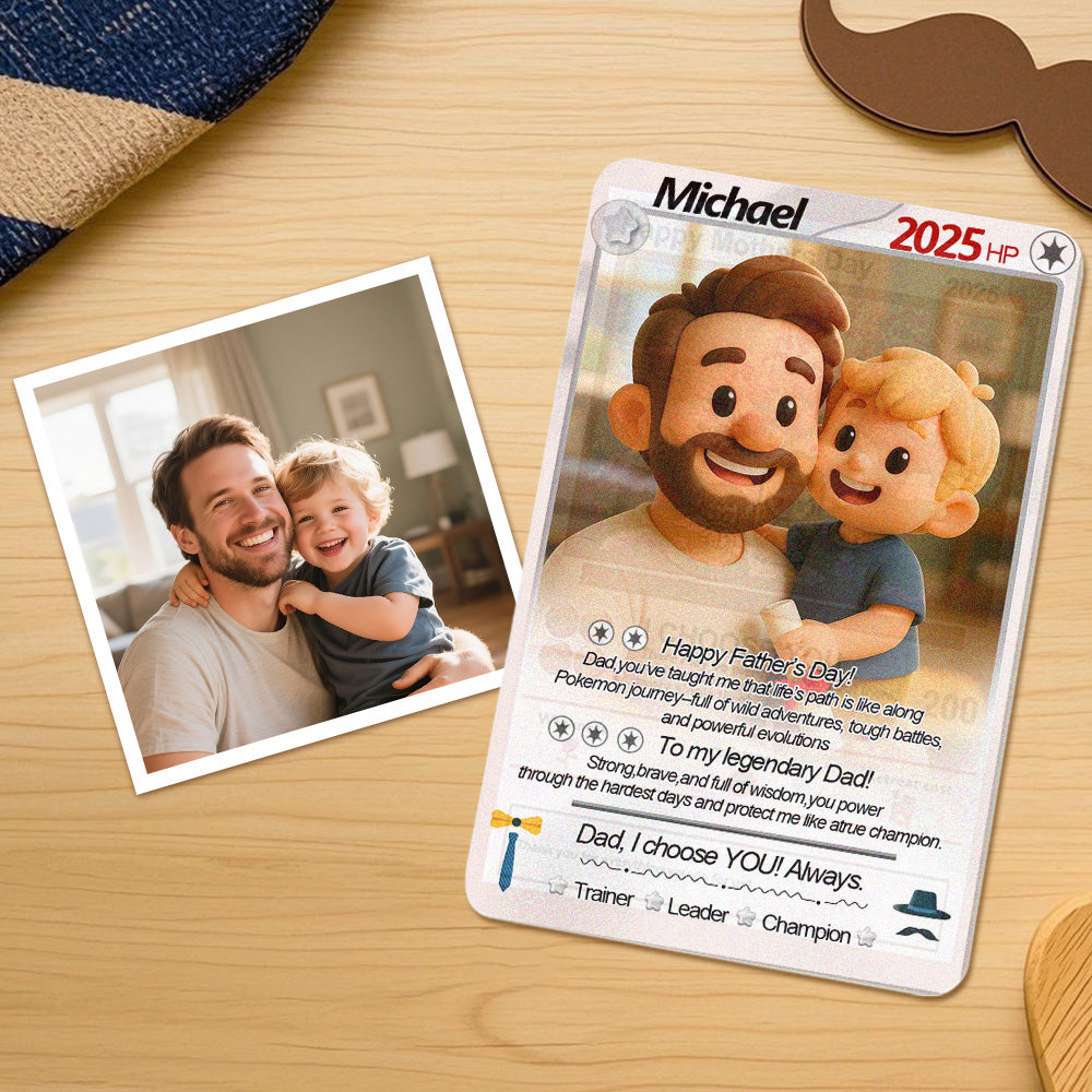 Custom Cards Personalized Photo and Text Anime Style Clay Style Trading Card Father's Day Gifts
