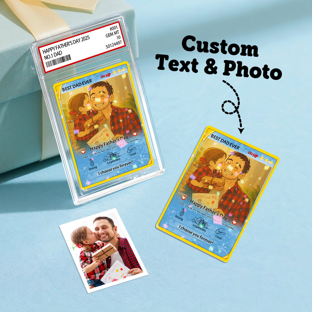 Personalized Anime Poke Card, Anime Photo Block, New Dad Gift, Fathers Day Gift, Game Dad Gift From Kids, Father's Day Gift