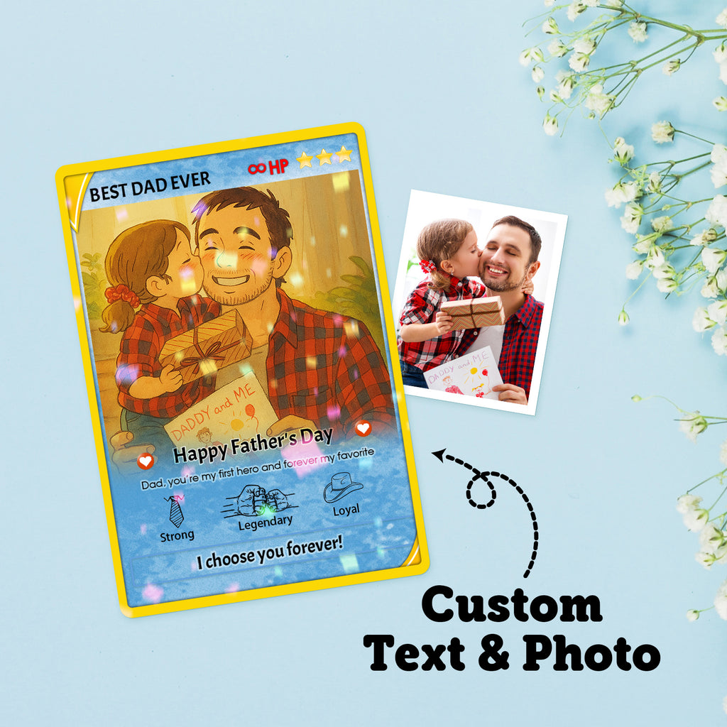 Personalized Anime Poke Card, Anime Photo Block, New Dad Gift, Fathers Day Gift, Game Dad Gift From Kids, Father's Day Gift