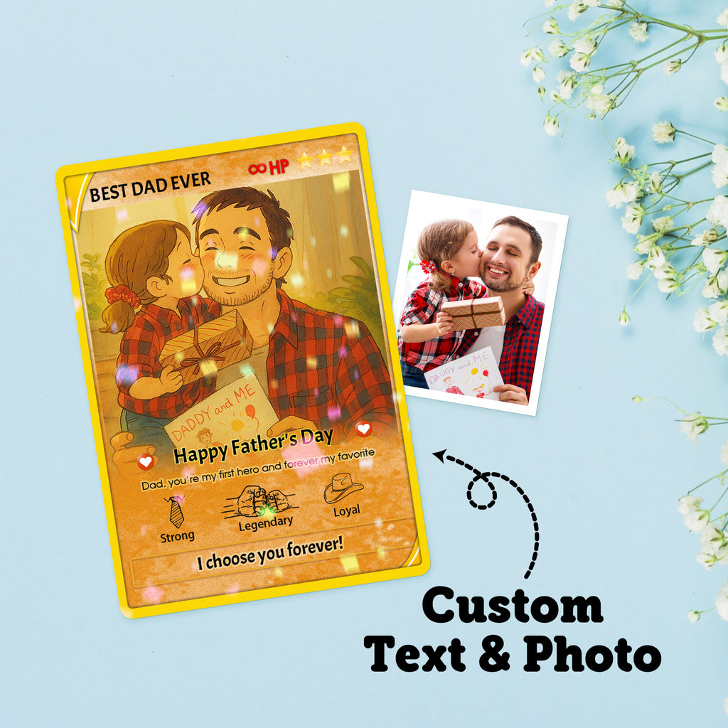 Personalized Anime Poke Card, Anime Photo Block, New Dad Gift, Fathers Day Gift, Game Dad Gift From Kids, Father's Day Gift