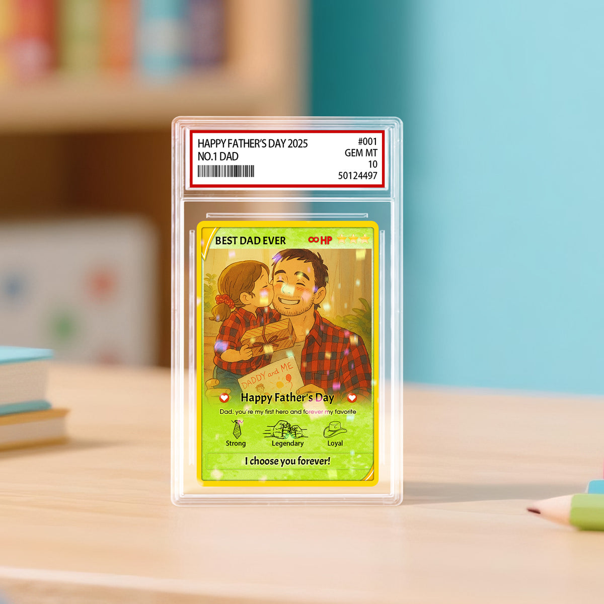 Personalized Anime Poke Card, Anime Photo Block, New Dad Gift, Fathers Day Gift, Game Dad Gift From Kids, Father's Day Gift