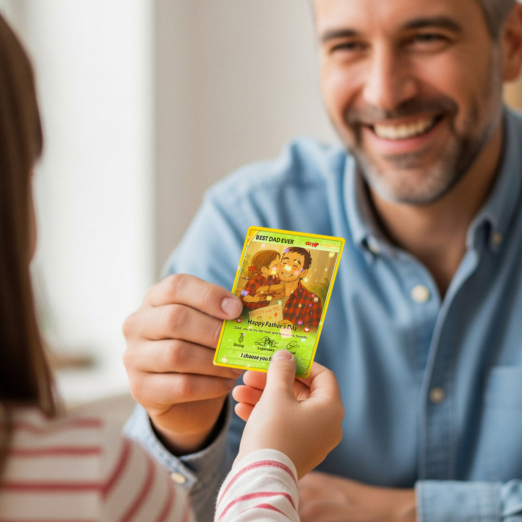 Personalized Anime Poke Card, Anime Photo Block, New Dad Gift, Fathers Day Gift, Game Dad Gift From Kids, Father's Day Gift