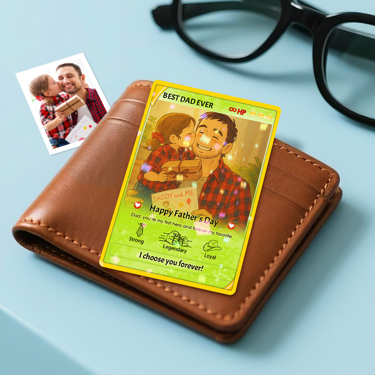 Personalized Anime Poke Card, Anime Photo Block, New Dad Gift, Fathers Day Gift, Game Dad Gift From Kids, Father's Day Gift