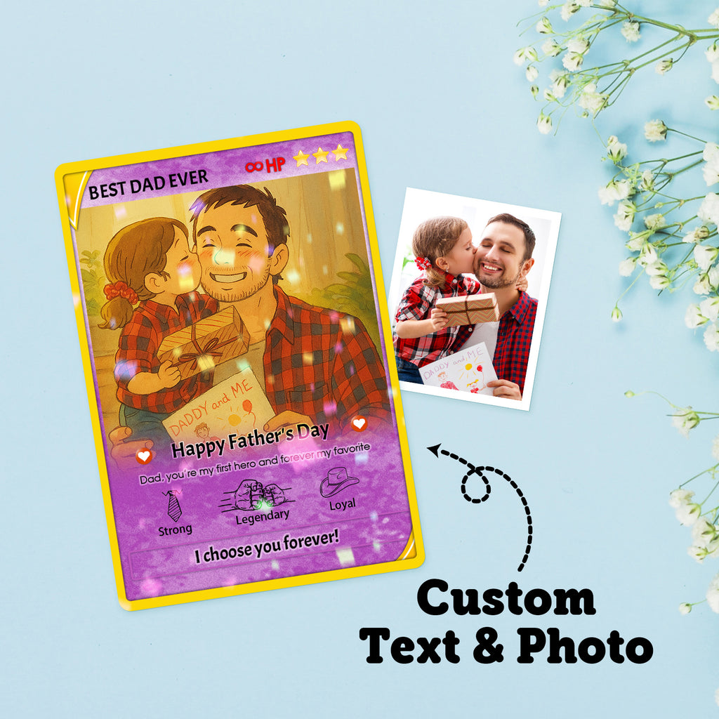 Personalized Anime Poke Card, Anime Photo Block, New Dad Gift, Fathers Day Gift, Game Dad Gift From Kids, Father's Day Gift
