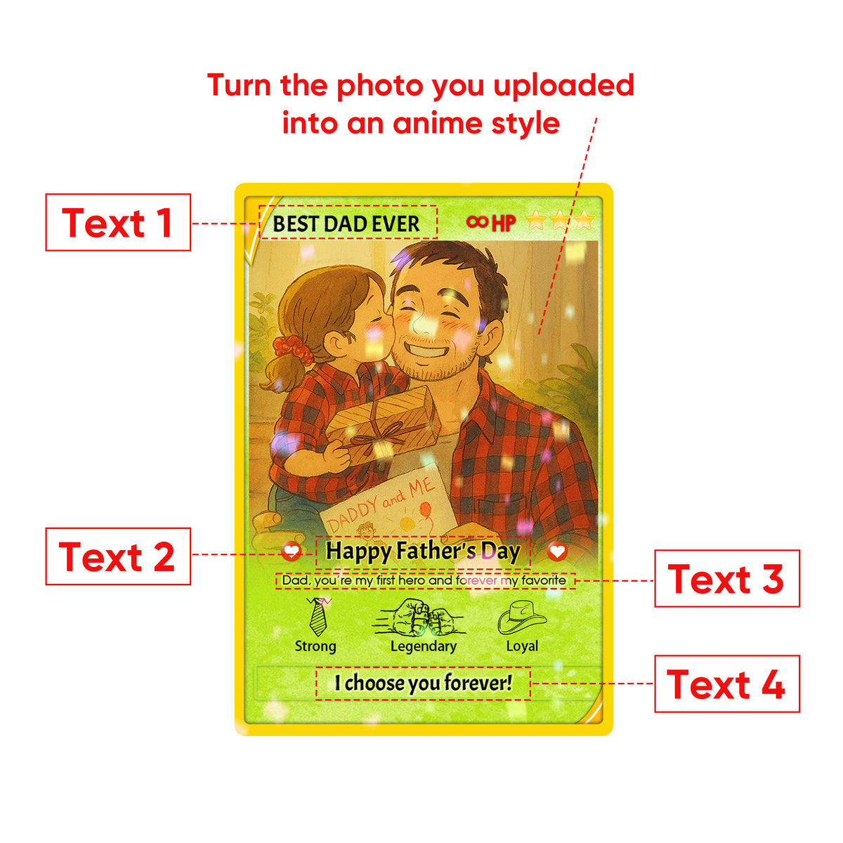 Personalized Anime Poke Card, Anime Photo Block, New Dad Gift, Fathers Day Gift, Game Dad Gift From Kids, Father's Day Gift