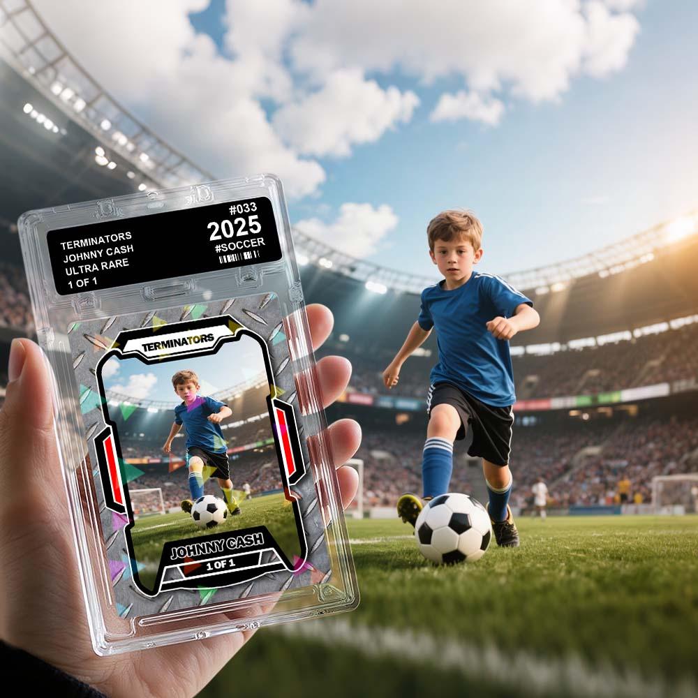Custom Poke Card Sport Portrait from Photo Personalized Sports-Themed Trainer Card with Custom Name & Stats Unique Gift for Athletes & Fans
