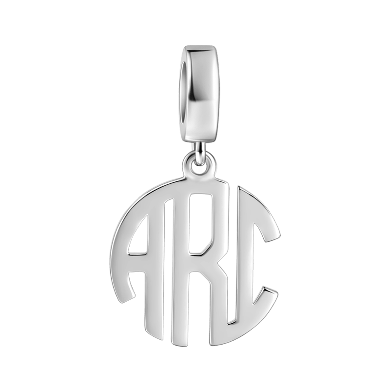 Personalized Block Monogram Pendant Charm Rose Gold Plated Silver