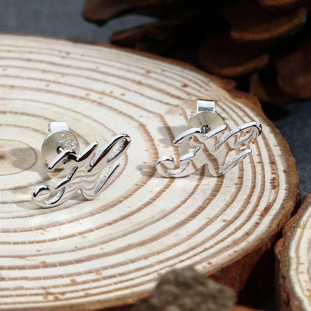 Initial Name Earrings Silver