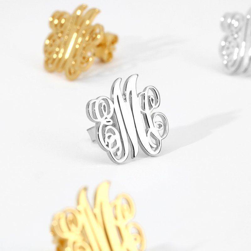 Monogram Earrings Silver