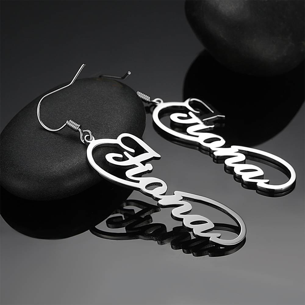 Name Earrings, Drop Earrings Platinum Plated