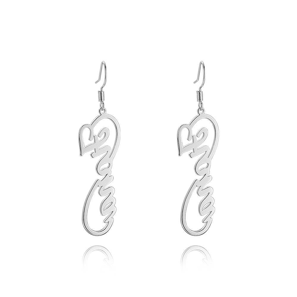 Name Earrings, Drop Earrings Platinum Plated