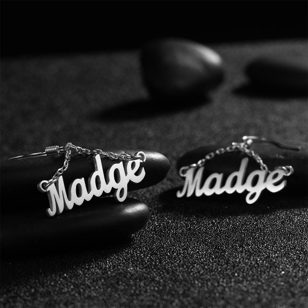 Custom Name Earrings Unique Gift Silver