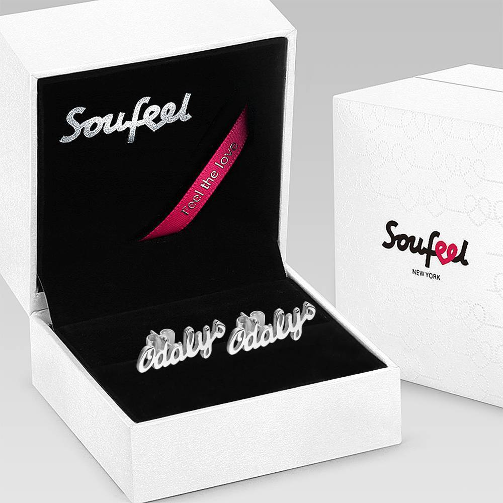 Custom Name Earrings, Name Studs Platinum Plated