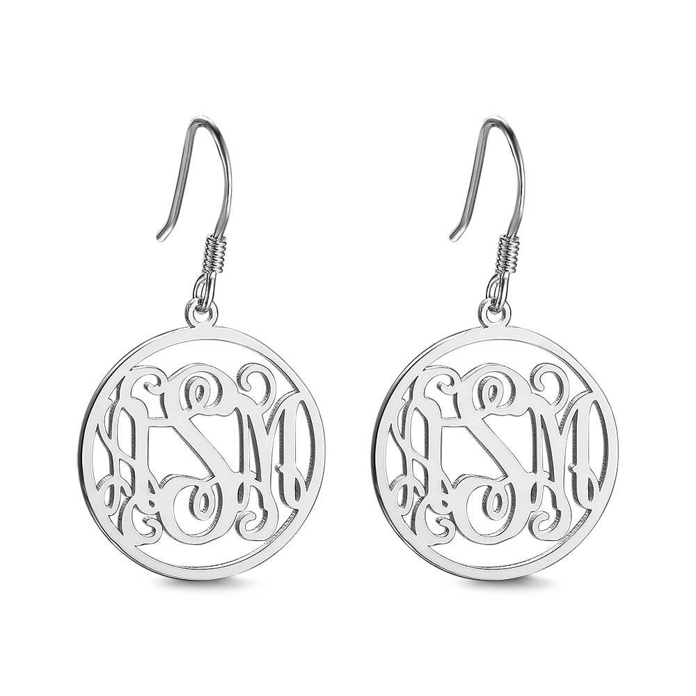 Monogram Earrings, Drop Earrings Elegant Jewellery Silver