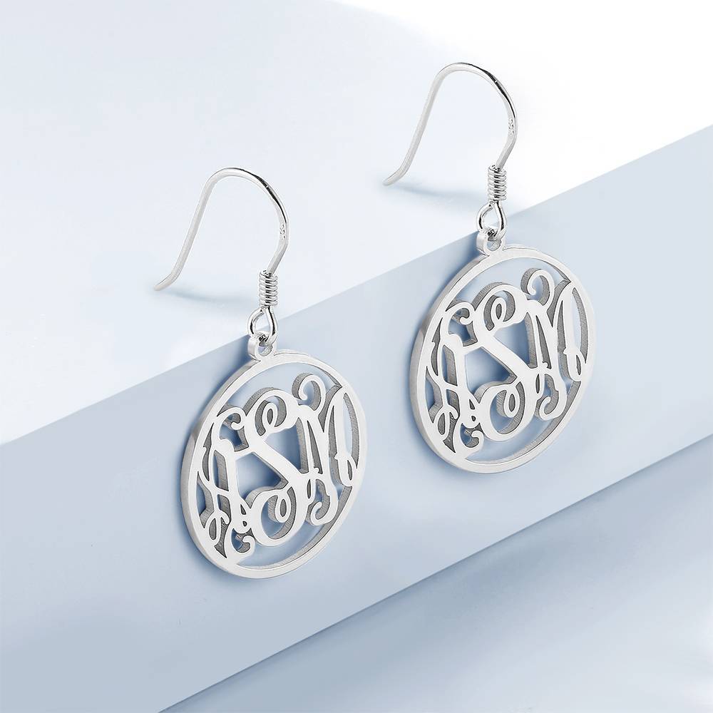 Monogram Earrings, Drop Earrings Elegant Jewellery Platinum Plated