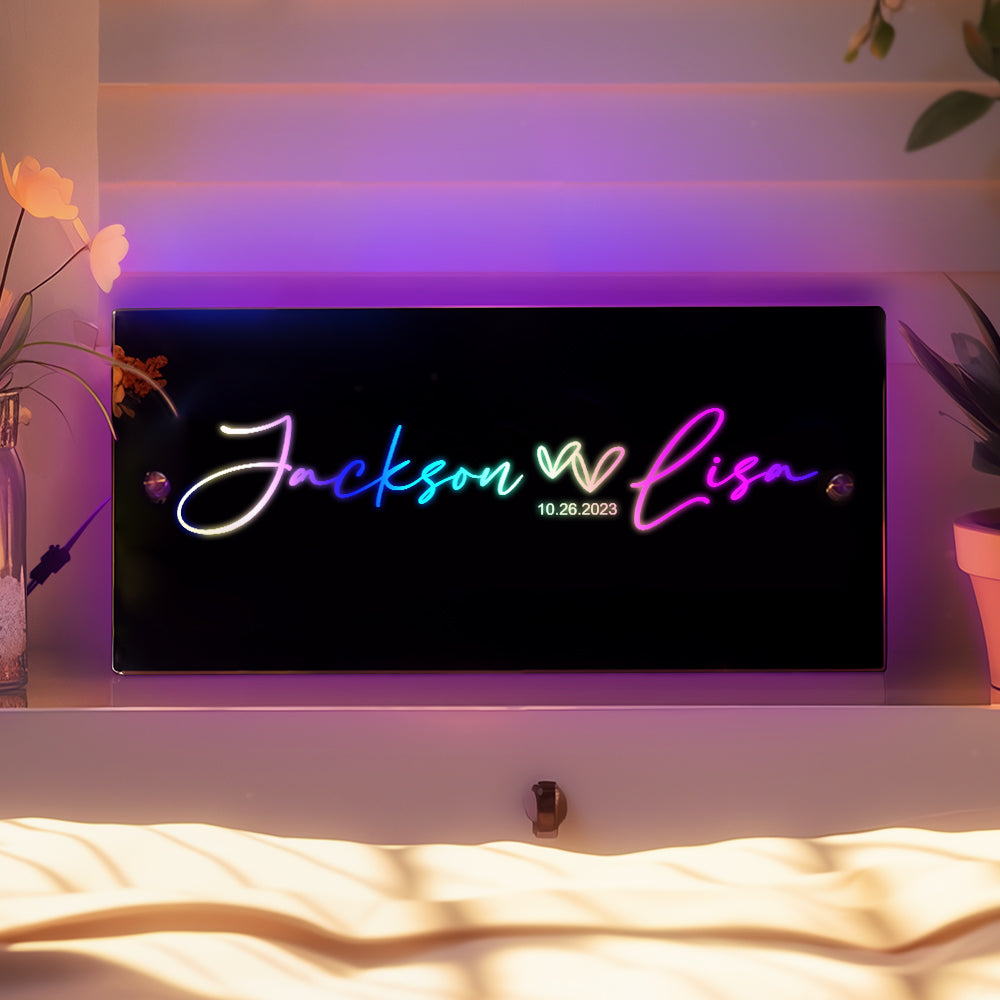 Personalized Couple Name Mirror Light Marquee Christmas Gift