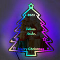 Personalized Family Name Christmas Tree Mirror Light Neon Sign With LED Lights Custom Text Multicolor Glow Wall Decor