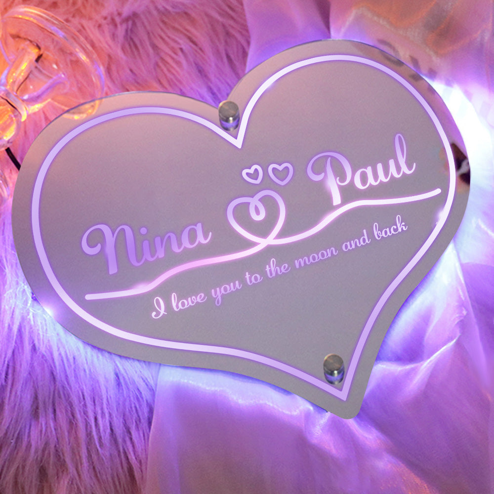 Personalized Mirror Light Heart Marquee Wedding Gifts