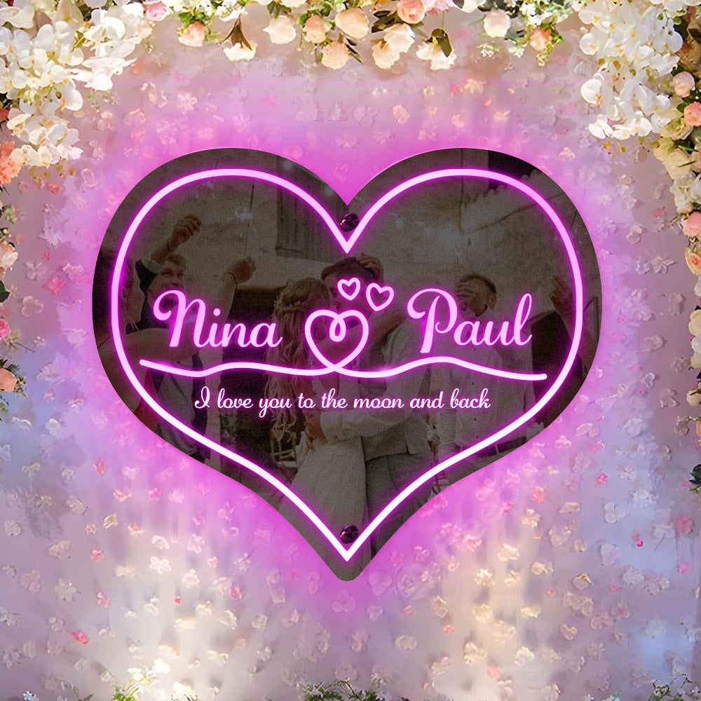 Personalized Mirror Light Heart Marquee Wedding Gifts