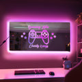 Personalised Name Mirror Sign Custom LED illuminated Light-Up Gameing Room Sign Gift For Boys