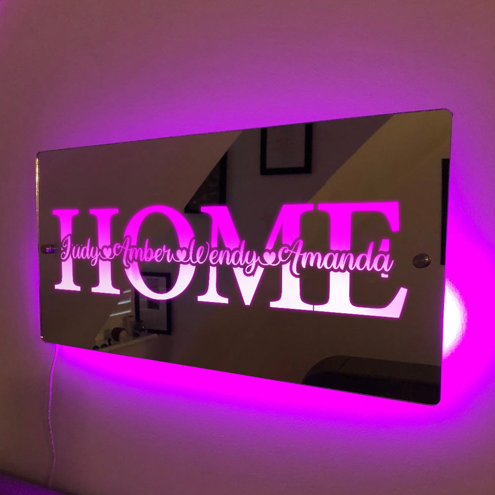 Custom Name Mirror Light Family Love Home Gift