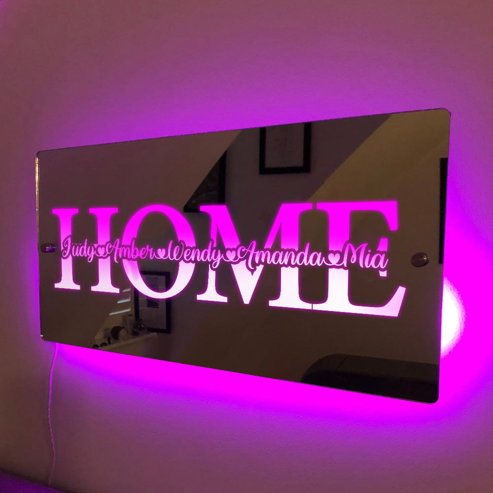 Custom Name Mirror Light Family Love Home Gift