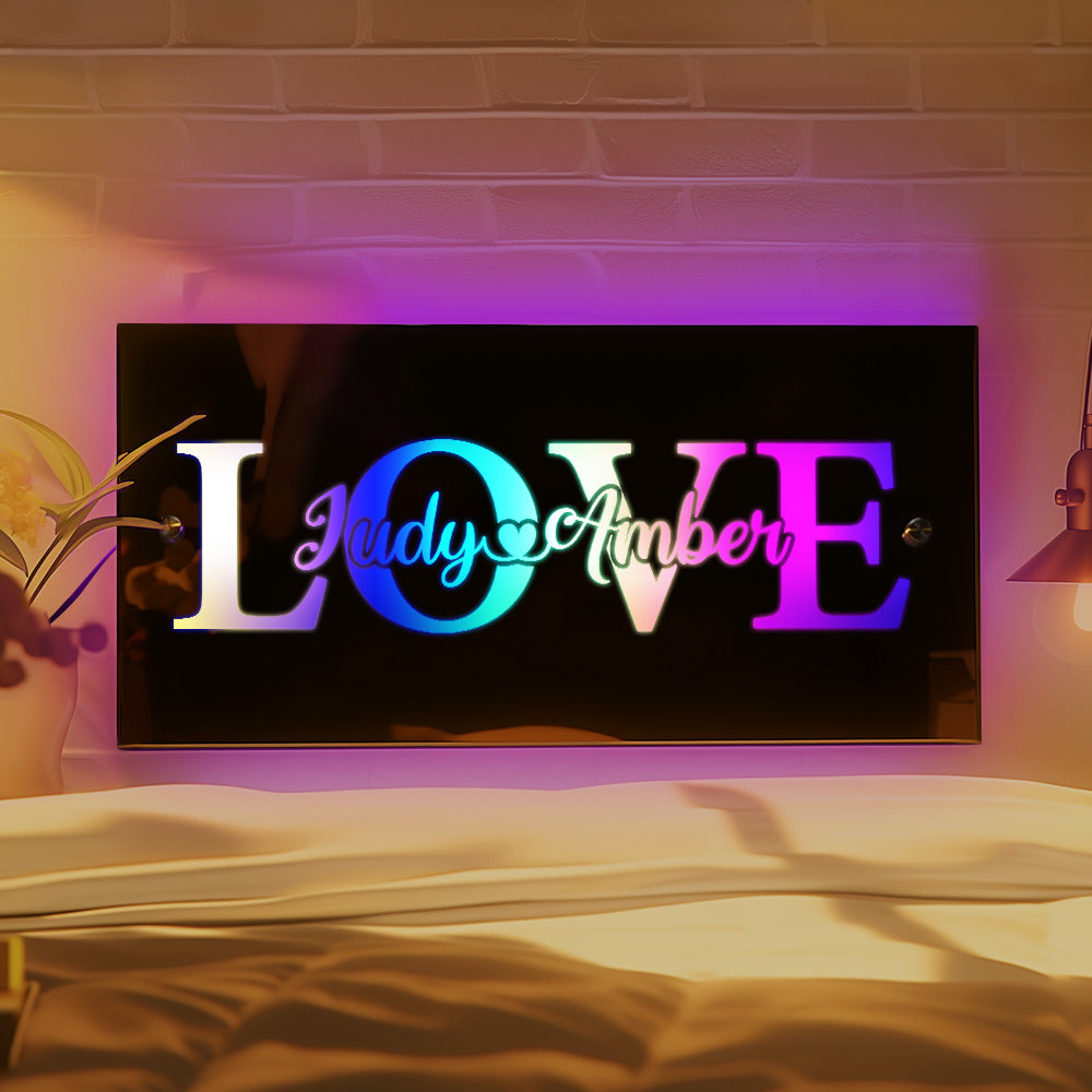 Custom Name Mirror Light Custom Light Love Gift for Couple
