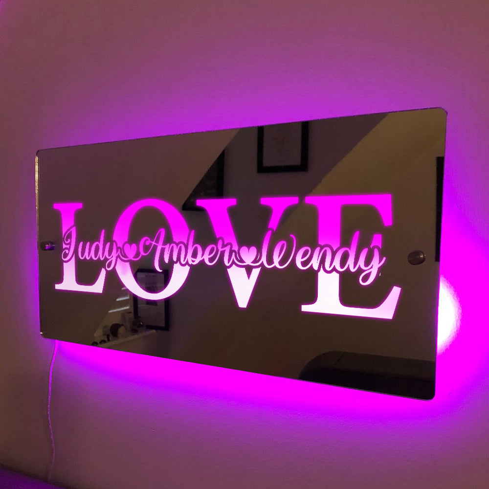 Custom Name Mirror Light Custom Light Love Gift for Couple