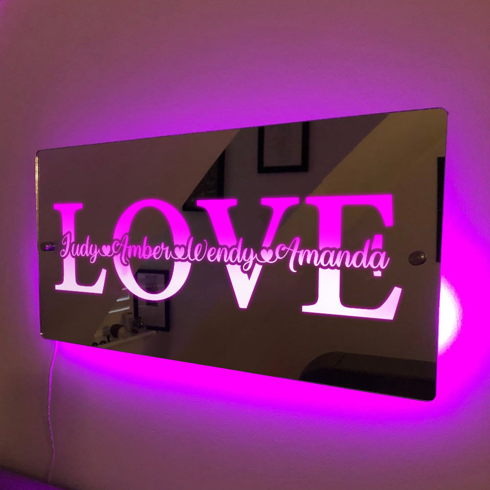 Custom Name Mirror Light Custom Light Love Gift for Couple