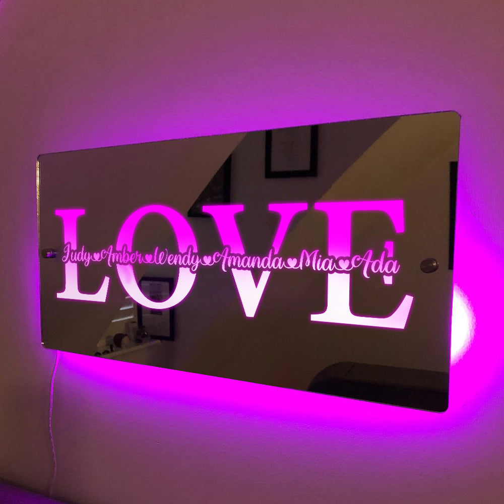 Custom Name Mirror Light Custom Light Love Gift for Couple