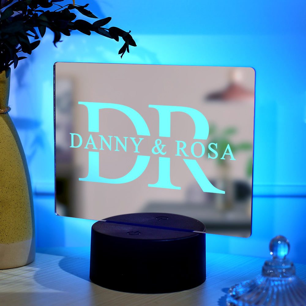 Custom Name Mirror Light Colorful Lamp House Sign Gift for Couple