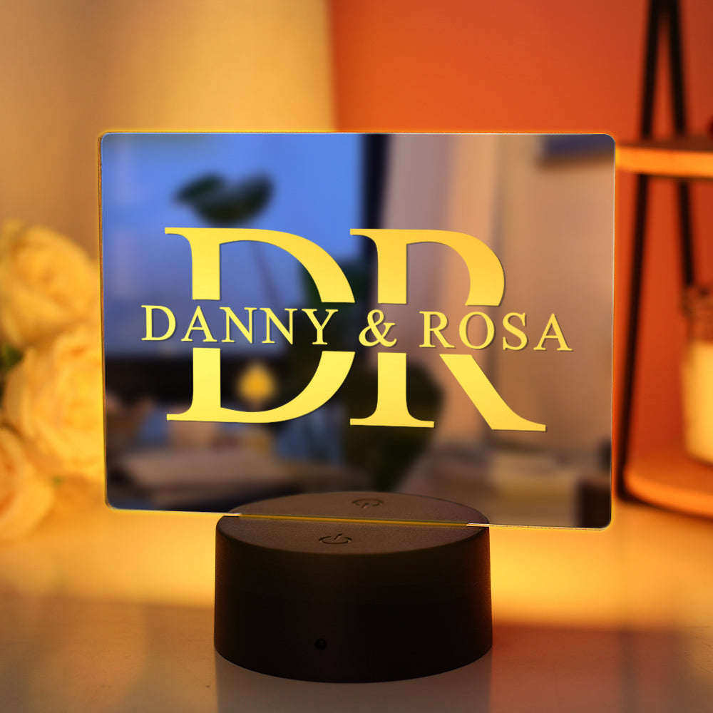 Custom Name Mirror Light Colorful Lamp House Sign Gift for Couple