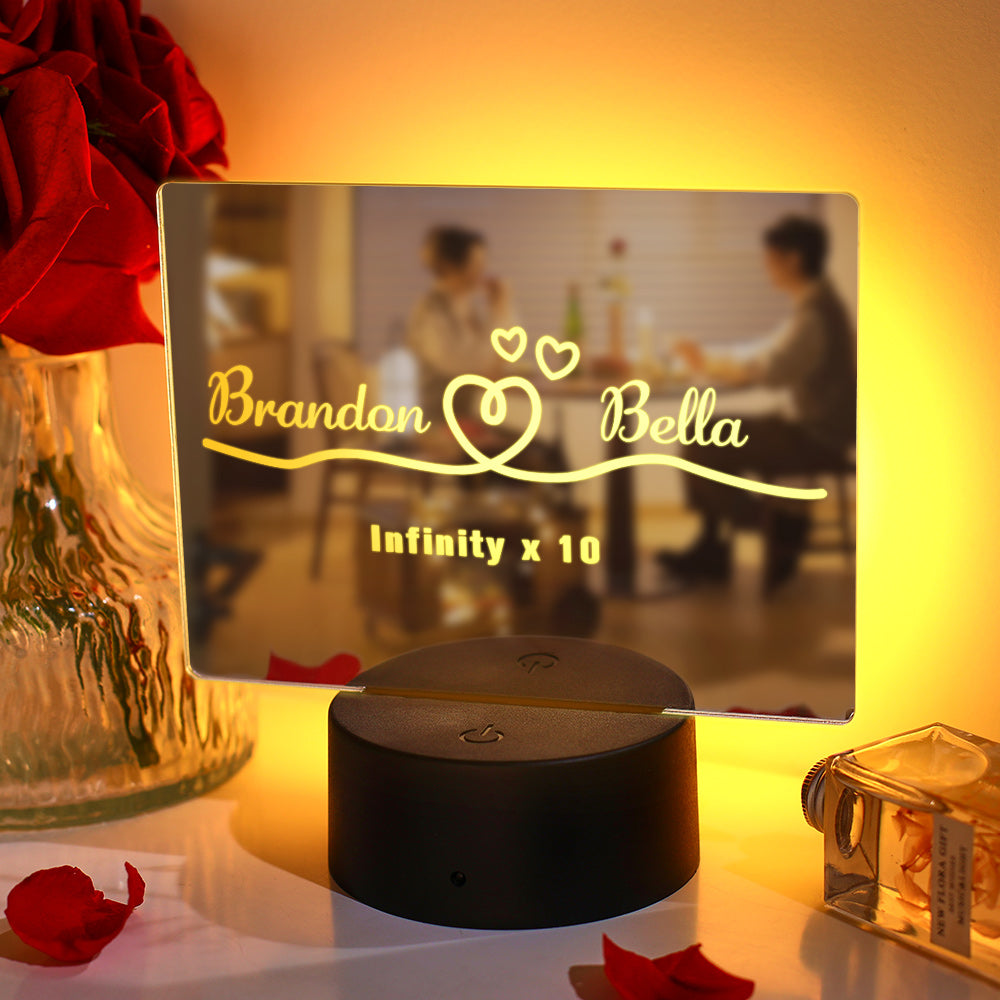 Personalized Name Mirror Colorful Lamp Anniversary Gift for Lover